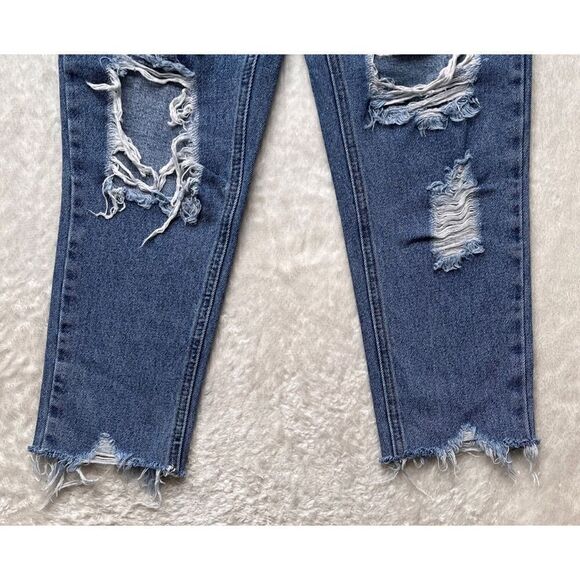 MUSELOOKS High Rise Distressed Raw Hem Cropped Jeans, Size Small - Picture 9 of 14